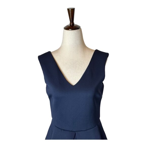 Slate & Willow Dress Women Medium Navy Blue Scuba Knit Pleated Party Fla… - Picture 4 of 12